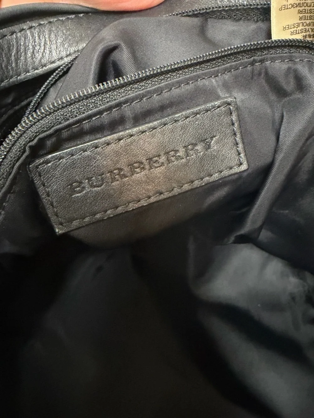 Burberry Black Nova Check Nylon Tote Bag Leather Trim Shoulder Bag Large